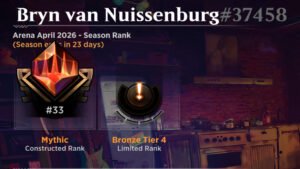 Picture showing rank 33 on MTG Arena in April 2026 season