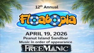 Flyer for Floatopia 2026 headlining Michael 'FreeManic' Freeman
