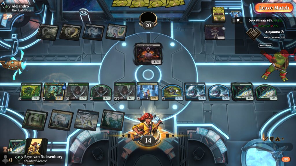 Image shows turn 4 in Arena after Bryn casts Ouroboroid that's copied by Druneth